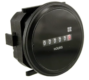 [HJHR52:] HJHR52: 52mm diameter hours run counter, 6 digit. 10 to 80v DC operation, spade termination